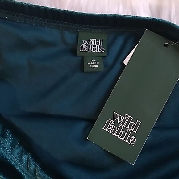 Wild Fable y2k velvet-soft blue mini ruffle skirt L - Picture 2 of 10